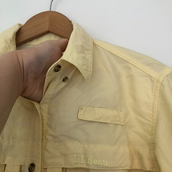 L. L. BEAN Tropicwear Shirt Solid Yellow Button Down Short Sleeve Vented Small S - Picture 5 of 10